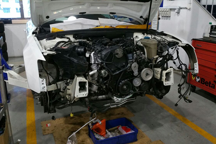 Engine stripped down during a full overhaul