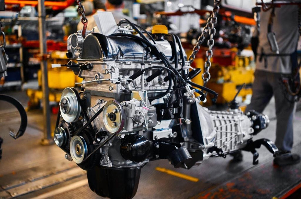 Engine bay opened for repair work