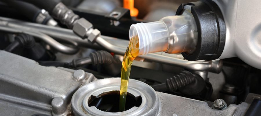 Fresh oil being poured during a service